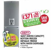 Defy Bottom Freezer Metallic Fridge with Water Dispenser-360Ltr