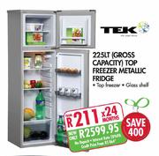 Tek Top Freezer Metallic Fridge-225Ltr