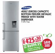 Samsung Bottom Freezer Metallic Fridge With Water Dispenser-400Ltr