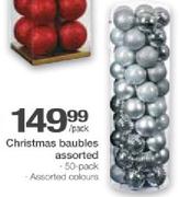 Christmas Baubles Assorted-50's Per Pack