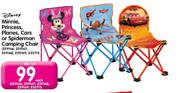 Disney Minnie, Princes, Planes, Cars Or Spiderman Camping Chair (259166, 259167, 259168, 259169, 233