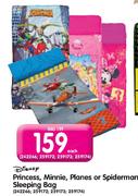 Disney Princes, Minnie, Planes Or Spiderman Sleeping Bag (242266, 259172, 259173, 259174)-Each