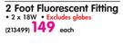 2 Foot Fluorescent Fitting-2x18W