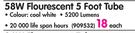58W Flourescent 5 Foot Tube-Each