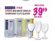 Luminarc Savoie Red/White Wine or Champagne Flute Glasses-3 per pack