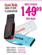 SanDisk 4GB 3 Pack Flashdrive-per pack