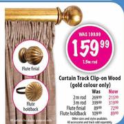 Curtain Track Clip-On Wood-Flute Finial Rod