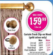Curtain Track Clip-On Wood-Flute Holdback Rod