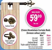 25mm Aluminium Curtain Rods-1m Rod