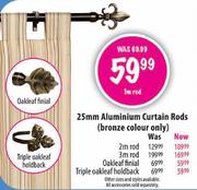 25mm Aluminium Triple Oakleaf Holdback Curtain Rods