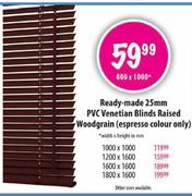 Ready-Made 25mm PVC Venetian Blinds Raised Woodgrain-1200x1600mm