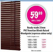Ready-Made 25mm PVC Venetian Blinds Raised Woodgrain-600x1000mm
