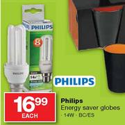 Philips Energy Saver Globes-14W Each