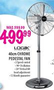 Logik 40cm Chrome Pedestal Fan