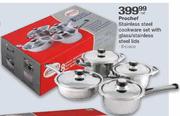 Prochef Stainless Steel Cookware Set with Glass/Stainless Steel Lids-8 piece per set