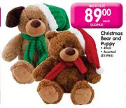 Christmas Bear & Puppy-49cm Each