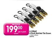 X Strap Ratchet Tie Down-Per 4 Pack
