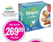Pampers Active Baby Junior-111's/Maxi Plus-120's/Maxi-132's/Midi-150's Per Pack
