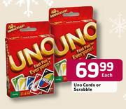 Uno Cards Or Scrabble Each