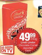 Lindt Lindor Chocolate Cornet Assorted-200g Each