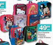 Character Backpack Assorted Holds A4 Books-32cm Each