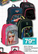 Deluxe Character Backpack Assorted With Front Pocket-43cm Each