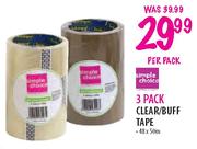 Simple Choice 3 Pack Clear/Buff Tape-48 x 50m per pack