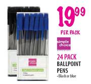 Simple Choice 24 Pack Ballpoint Pens (Black or Blue)-per pack