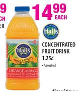Halls Concentrated Fruit Drink-1.25Ltr Each