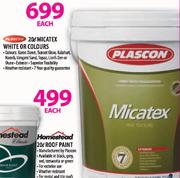 Plascon Micatex White Or Colours-20Ltr Each