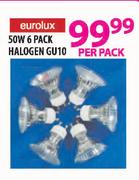 Eurolux 6 Pack Halogen GU10-50W Per Pack