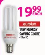 Eurolux 15W Energy Saving Globe-Each