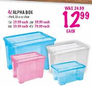  Alpha Box(Pink,Blue or Clear)4L-Each