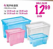 Alpha Box(Pink,Blue or Clear)13L-Each