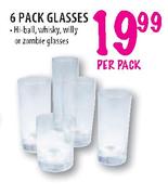 6 Pack Hi-Ball/Whisky/Willy or Zomble Glasses-per pack