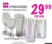 Simple Choice 3 Pack Wine/Beer or Champagne Glasses-per pack