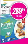 Pampers Active Baby Junior-111's,Maxi Plus-120's,Maxi-132's,Midi-150's