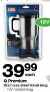 Q Premium Stainless Steel Travel Mug-12V Heated Mug