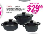6 Piece Cast Iron Casserole Set-per set