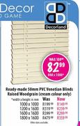 Decorland Ready-made 50mm PVC Venetian Blinds Raised Woodgrain-600(w) x 1000(h)mm