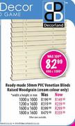 Decorland Ready-made 50mm PVC Venetian Blinds Raised Woodgrain-1200(w) x 1600(h)mm 