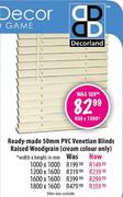 Decorland Ready-made 50mm PVC Venetian Blinds Raised Woodgrain-1800(w) x 1600(h)mm