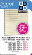 Decorland Ready-made 50mm PVC Venetian Blinds Raised Woodgrain-1000(w) x 1000(h)mm
