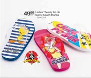 Ladies Tweety & Lola Bunny Beach Thongs-Per Pair