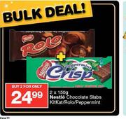 Nestle Chocolate Slabs Kitkat/Rolo/Peppermint-2 x 150g