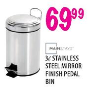 Mainstays Stainless Steel Mirror Finish Pedal Bin-3L