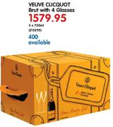 Veuve Clicquot Brut With 4 Glasses-4X750ml