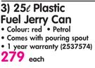 Addis 25L Plastic Fuel Jerry Can