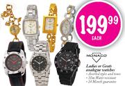 Monaco Ladies or Gents Analogue Watches-each
