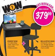 Student Desk(H73xW60xD50cm) + Bella Office Chair(H76-88xW51xD41cm)